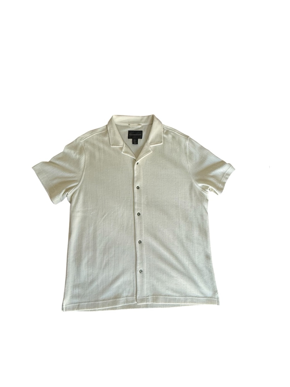 Club Monaco Cream Short-Sleeve Camp Collar Button-Up